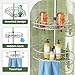 HAMITOR Corner Shower Caddy Tension Pole: 4-Tier Rust-Resistant Adjustable Bathroom Organizer Shelves - 47-121 Inch No-Drill Quick Installation - Space-Saving Storage for Renters Family - Silver Gray