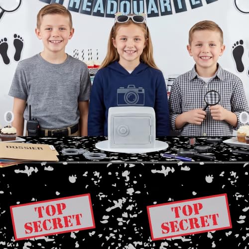 Image of K1tpde Black Spy Party Tablecloth - 3PCS Top Secret Table Cover Party Decor