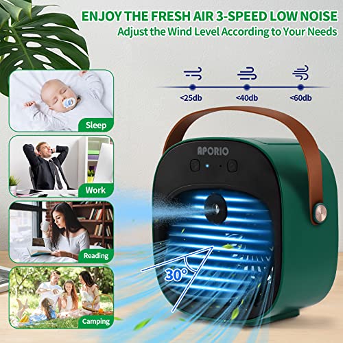 Image of Portable Air Conditioner-5200mAh Rechargeable Personal Air Cooler with 3 Speeds Duration 5-10 hrs, Quiet Mini Air Conditioner Fan, Desk Cooling Fan for Home, Bedroom, Travel, and Office