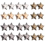 YFTRFR 12 Pares Botones de Estrella para Cinturón, Botón Extraíble No Requiere Costura Clip Ajustable Clavos para Apretar Pantalones, Faldas y Más, Jeans, Jersey, Camisa, Mangas（4 Color）