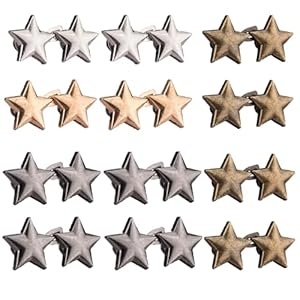 YFTRFR 12 Paires Étoile Resserre Pantalon, Clip Réglable Boutons Amovibles Pas de Couture pour Resserrer Jeans, Jupes et Plus, Vêtements, Robes, Chemise, Manches, Pull en Laine(4 Couleur)