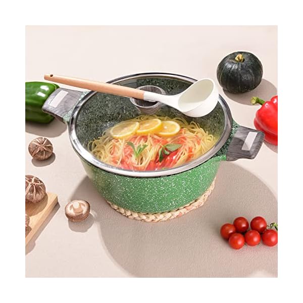 6 Quart Stock Pot with Lid-Granite Nonstick Pasta Pot with Lid, Soup Pot with Double Handles-Non Toxic APEO & PFOA Free - Image 8