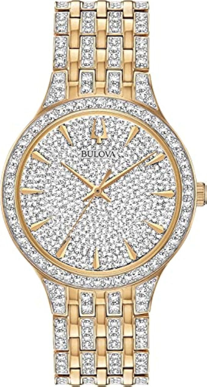 Bulova Crystal Pave 3-Hand Quartz Slim Case Watch