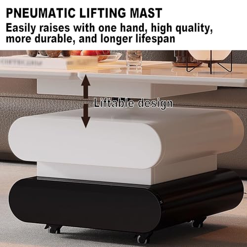 SAPSQPJHN 47" Couchtisch Mit Hubtischplatte, Ausziehbarer Esstischplatte, Modernem Beistelltisch Mit Verstecktem Fach, 2 Schubladen Und Rollen, Mobiler Couchtisch Für Wohnzimmer – Bild 4