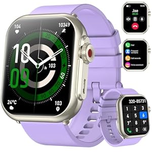 Smart Watch for Men Women, 1000 mAh 100 Day Battery Life, 1.85″ Fitness Tracker with Call Function, 110+ Sport Modes, Heart Rate, Sleep Monitor Fitness Watch, IP68 Waterproof (Purple)