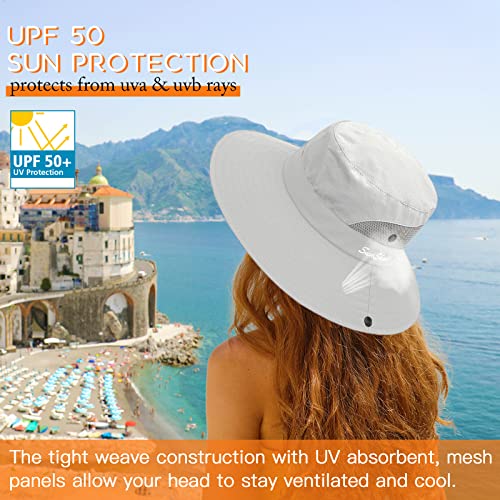 Image of Sun Hats for Women Beach Hat Ponytail Hat Womens Sun Hat with UV Protection Wide Brim