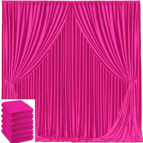 Image of 30x10ft Hot Pink Backdrop Curtain for Wedding Parties Wrinkle Free Fabric Fuchsia Drapes Backdrop Decoration for Baby Shower Birthday Photography Decoration 6 Panels, 5ft x 10ft