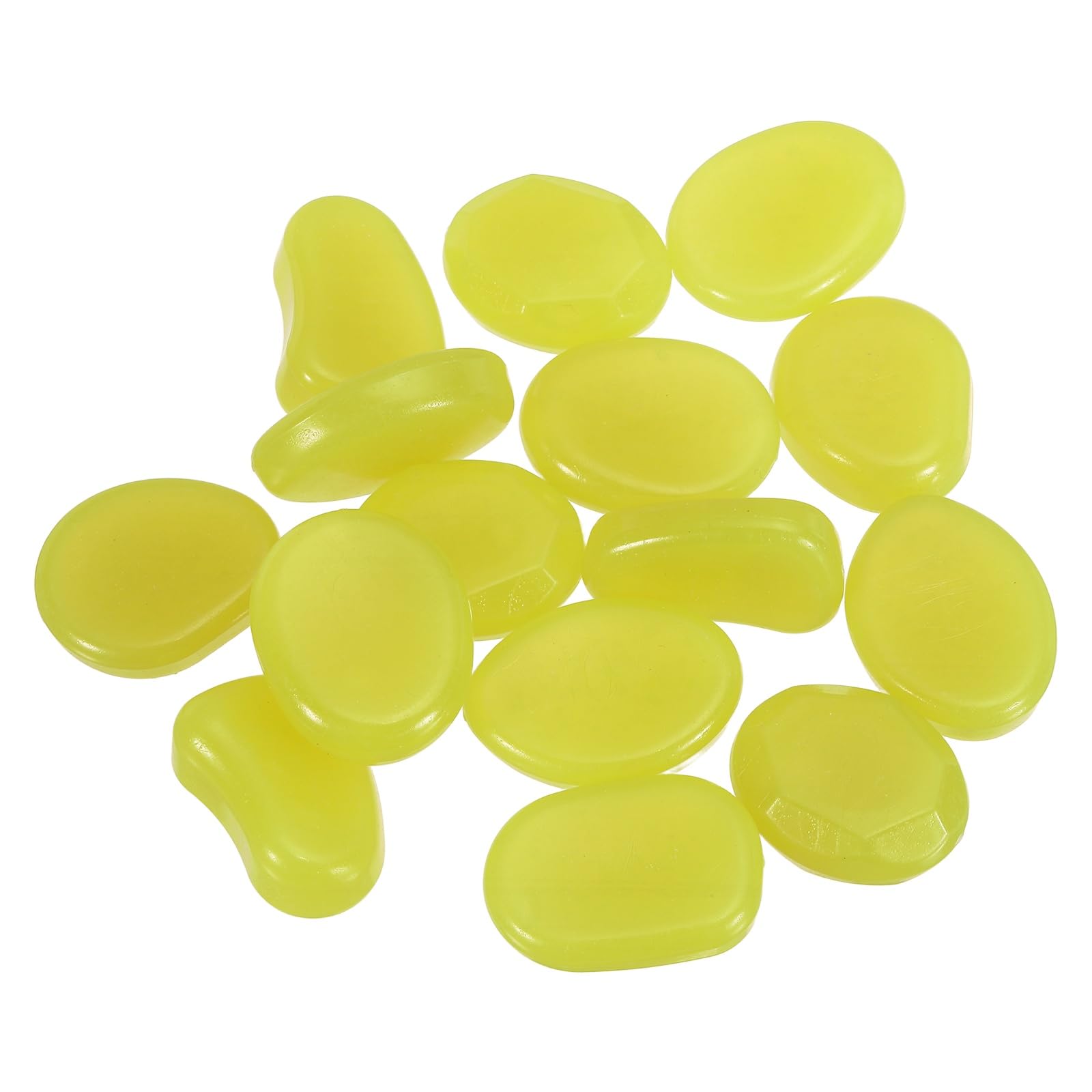 YELARXI Glow in the Dark Stones, Luminous Resin Pebbles Stones Glowing Rocks Decorative Light Up Pebbles Fitting for (Fish Tank/Outdoor Garden Decor/Yard/Walkway) 15 Pcs & Yellow