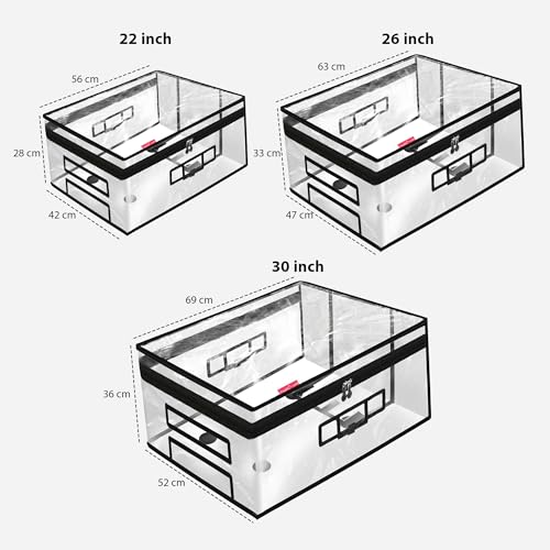 Image of DAFTER PVC Transparent Luggage Trolley Waterproof Cover Pack of 3 for (22, 26, 30 Inches) Suitcases | Dustproof Suitcase Protector with Zipper for Hard Luggage