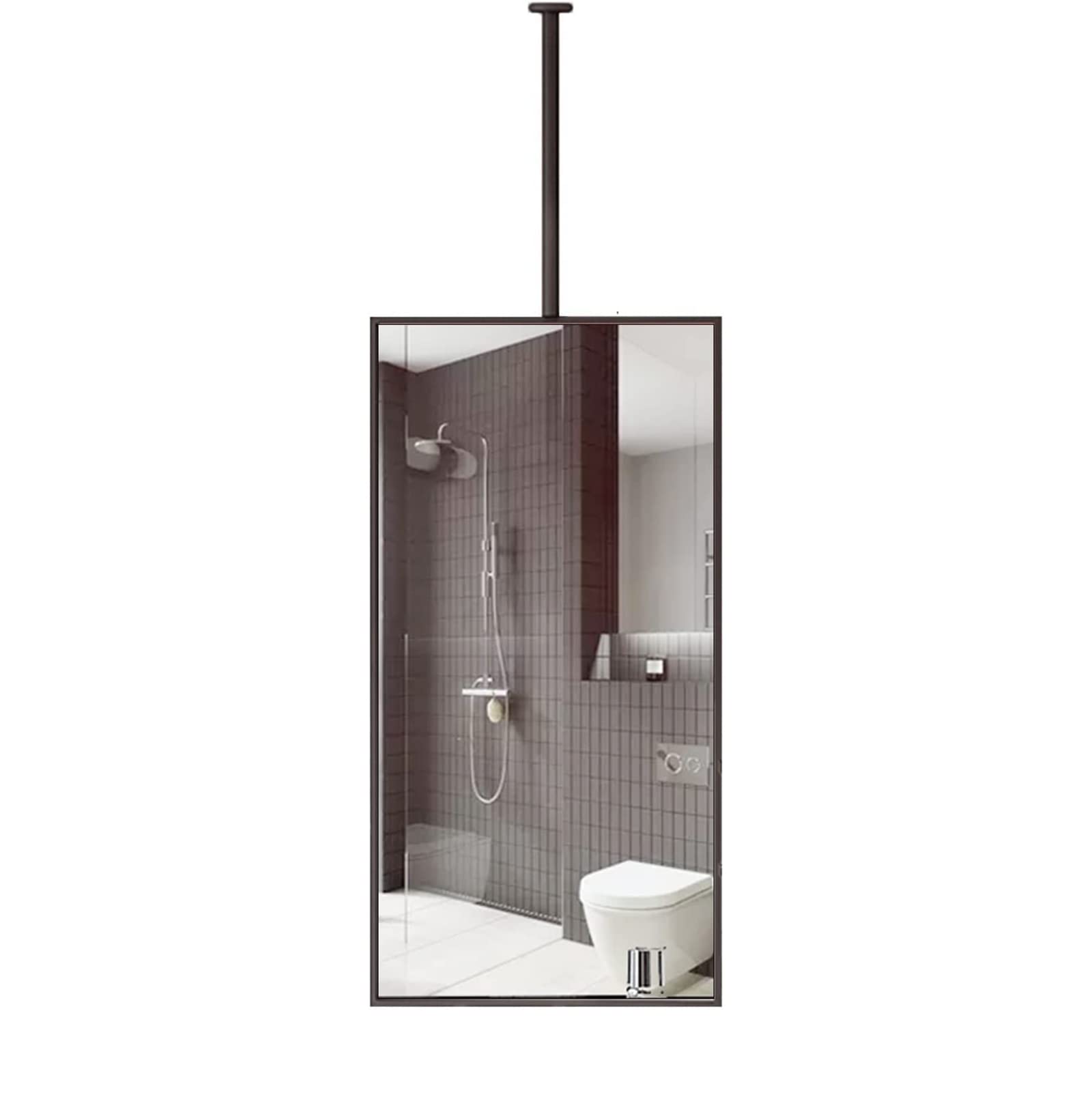 Miroir suspendu avec perche en métal noir pour coiffeuse de chambre et salon