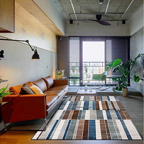 Tapis doux patchwork géométrique moderne marron à base antidérapante - 3