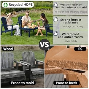 Stackable Adirondack Chair All Weather HDPE Outdoor Patio Chair Durable and Space Saving Design for Easy Storage Ideal for Porch Lawn or Garden Navy