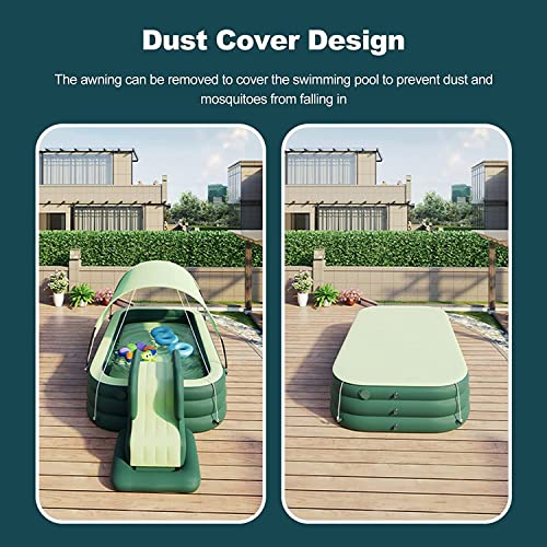 LVLUOKJ Inflatable Swimming Pool with Awning and Water Slide, Summer Large Pools for Family, Children's Paddling Pool Inflatable Water Park Outdoor Backyard Garden Water Party – Bild 6