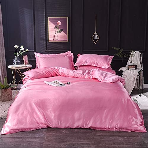 Ultra Soft Silk Satin 1-Peice Comforter with Microfiber Filling Duvet Insert(King/Cal-King,Pink)