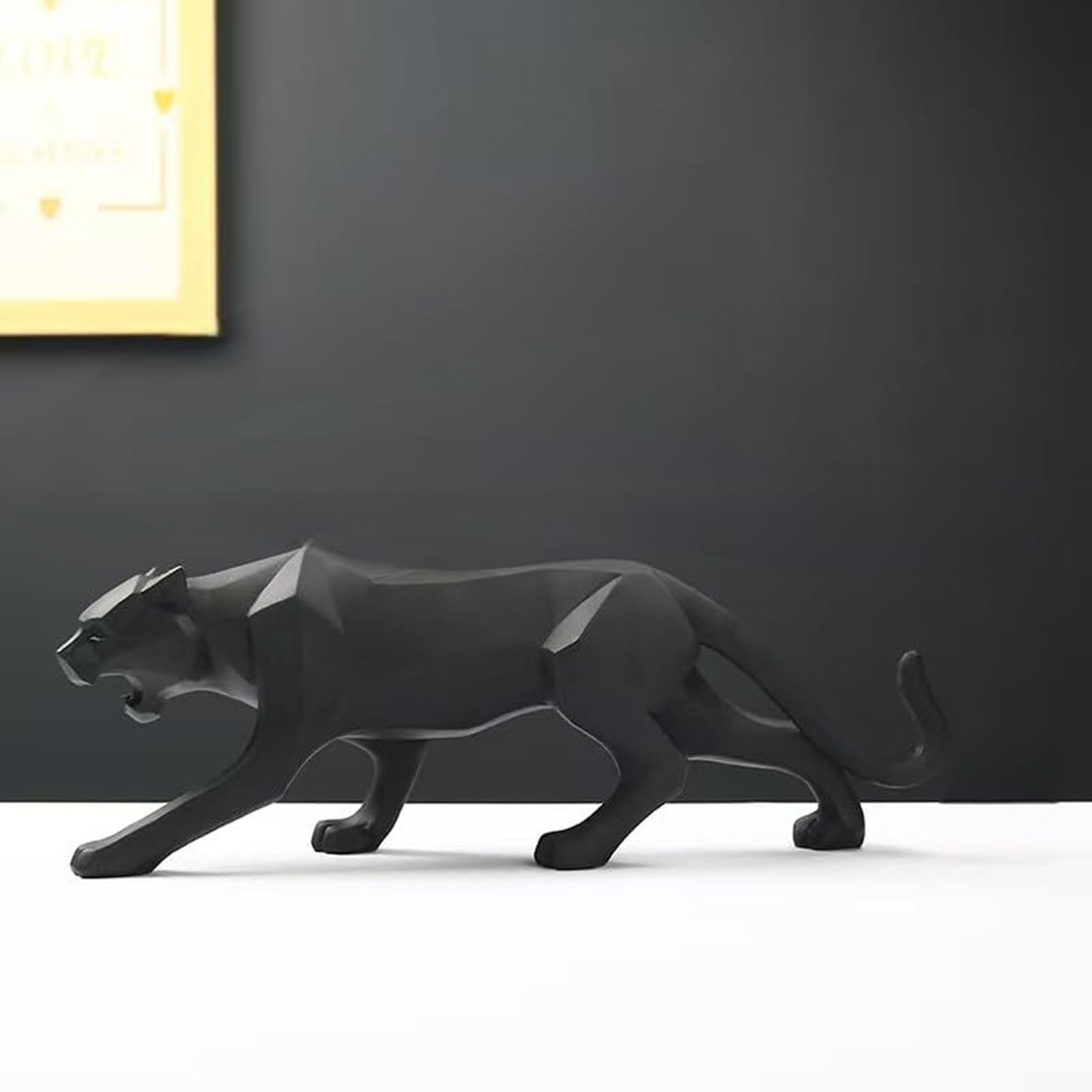YUZDNM Decoration Art Statue Sculpture - Creative Geometric Leopard Sculpture, Resin Animal Figurine, Modern Home Decor(Black)