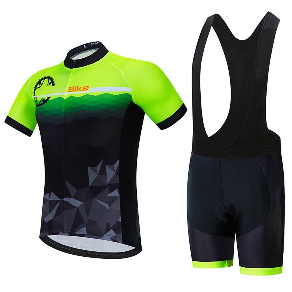 Maillot Cyclisme Homme Tenue,Respirant Maillot Velo Route avec 3D Gel Tenue VTT Homme SéChage Rapid Shirt Cycliste