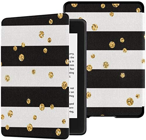 Funda de Tela Kindle Paperwhite Resistente al Agua (décima generación, versión 2018), Funda de Tableta Transparente de Lunares Dorados en líneas