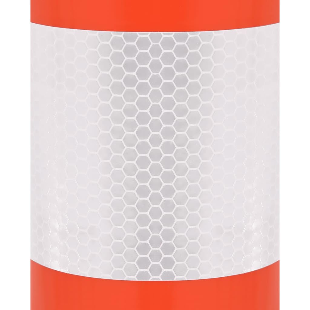 vidaXL 10x Bolardos de Control de Tráfico con Cadena Poste de Bolardo Franjas Plateadas Reflectantes Barrera Aparcamiento Carretera Seguridad PE 75 cm