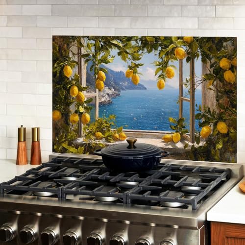 Image of Amalfi Lemon Window Backsplash Peel and Stick, 35.4x23.6 in