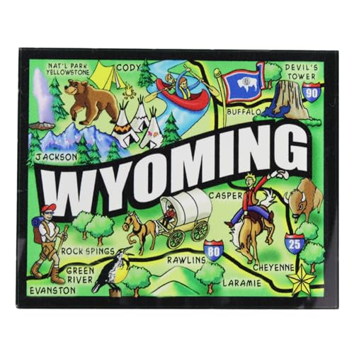 Imán Acrílico Mapa del Estado Wyoming 2.75x2.25 Pulgadas