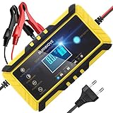 BURNNOVE Intelligentes Batterieladegerät 8A 12V/24V Batterieladehalter Batterie-Reparatur Automatische Funktionserhaltung mit LCD-Reparaturmodus Hochverträgliche Blei-Säure-Batterie