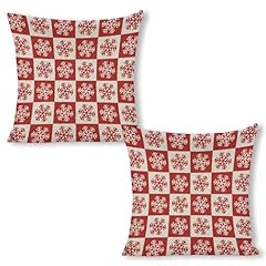 Red and White Buffalo Plaid Snowflake