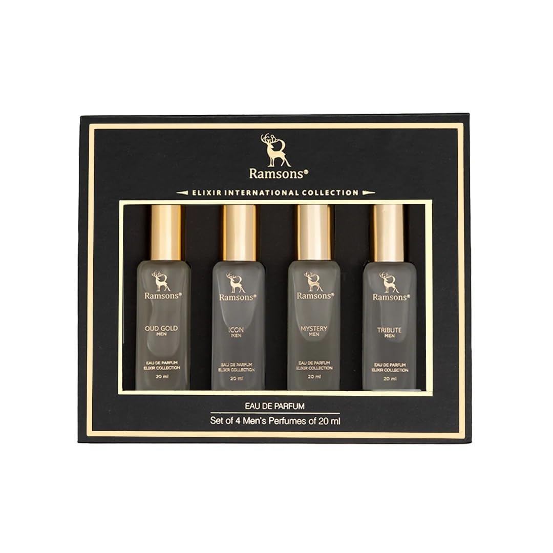 Ramsons Elixir International Collection Eau De Parfum Set of 4-20ml Each | Luxury Perfumes for Men | Oud Gold, Icon, Mystery & Tribute Edp Perfumes-picture-12