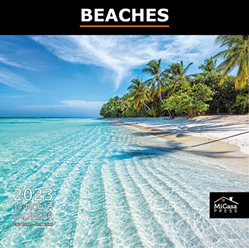 Micasa Beaches 2023 Hangable Monthly Wall Calendar | 12" X 24" Open | Thick & Sturdy Paper | Giftable | Beautiful Tropical Scenic Vacation Nature Photography #TOP9