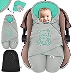 KIDIZ® Baby Einschlagdecke Winter mit Kapuze +Tasche Babyeinschlagdecke Universal für Babyschale, Autositz, z.B. für Maxi-Cosi, Römer für Buggy Babybett Kinderwagen & alle Gurtsysteme 3 & 5-Punkt Gurt