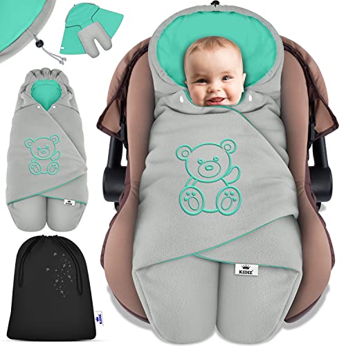 KIDIZ® Manta de invierno con capucha + manta de bebé universal para el asiento del bebe, el asiento del coche, para Maxi-Cosi, Römer Cochecitos de bebé y todos los sistemas de cinturón de 3 y 5 puntos