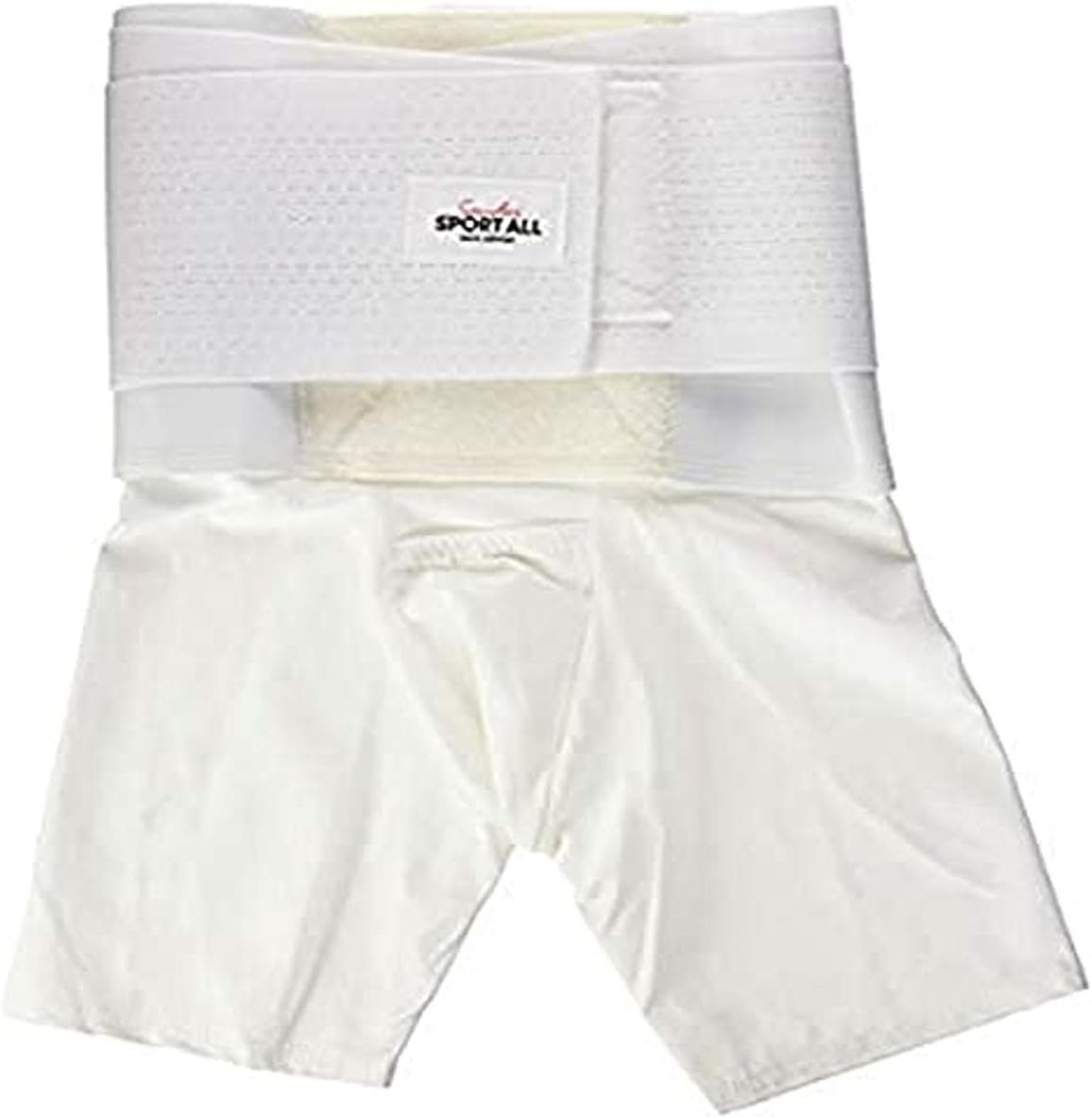 Saunders S'port All Back Support with White Compression Shorts: Men's, Medium (Waist: 32" - 34")