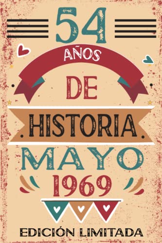 54 Años De Historia Mayo 1969: Libro de visitas, cuaderno, 110 páginas de felicitaciones, idea de regalo, regalo Para la esposa, novia, mujer, La madre
