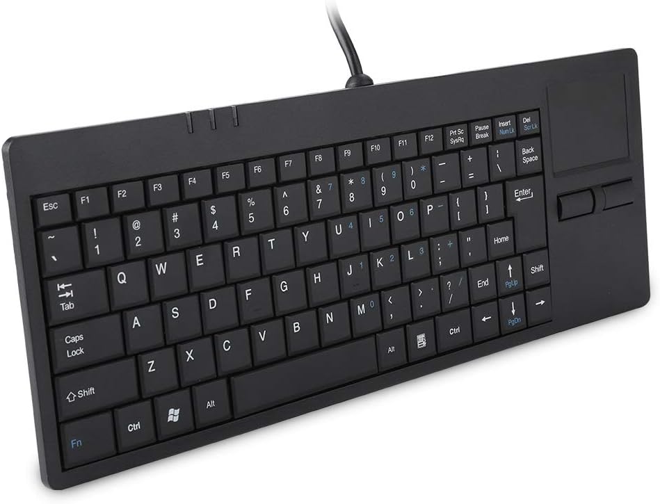 MC-818 82 Keys USB Wired Keyboard With Built-in Touchpad, USB HUB Port, Mechanical Structure, Ergonomic Design, Mute Ultra-Thin for Notebook/Desk, Black