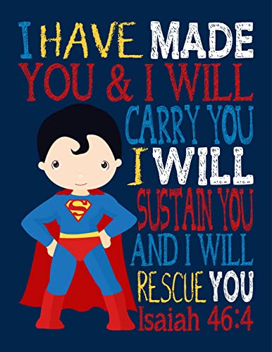 Superhero Christian Nursery Or Kids Room Decor Set Of 4 Unframed Prints With Bible Verses #TOP5