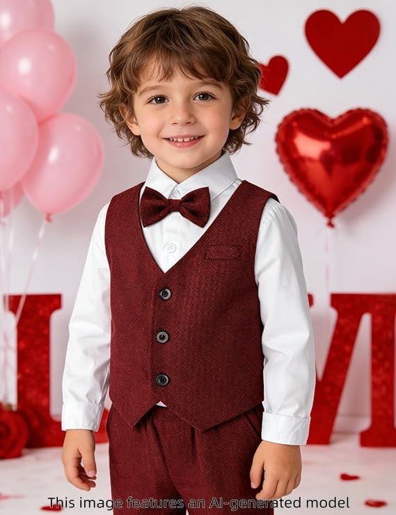 Image of A&J DESIGN 4pcs Baby & Toddler Suit, 12 Months - 5T, Shirt & Pants & Vest & Bow Tie