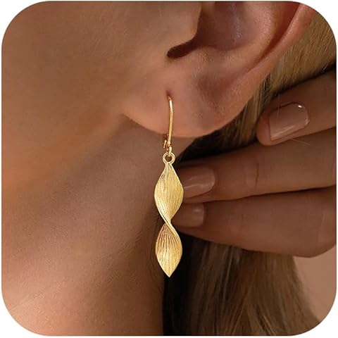 Gold Dangle Earrings for Women, 14K Gold Plated Lightweight Hypoallergenic Teardrop...
