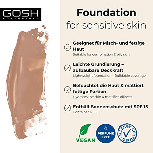 GOSH Foundation with SPF 15 for Light and Dark Skin Vegan, Matte Makeup for Dry Sensitive and Oily Skin - Image 2