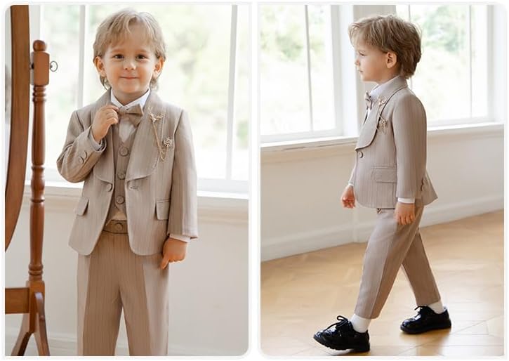 ハレ キッズ フォーマル タキシード 男の子 コート シャツ ベスト パンツ ネクタイ 胸飾り 【カーディガン】 6点セット ジャケッ
