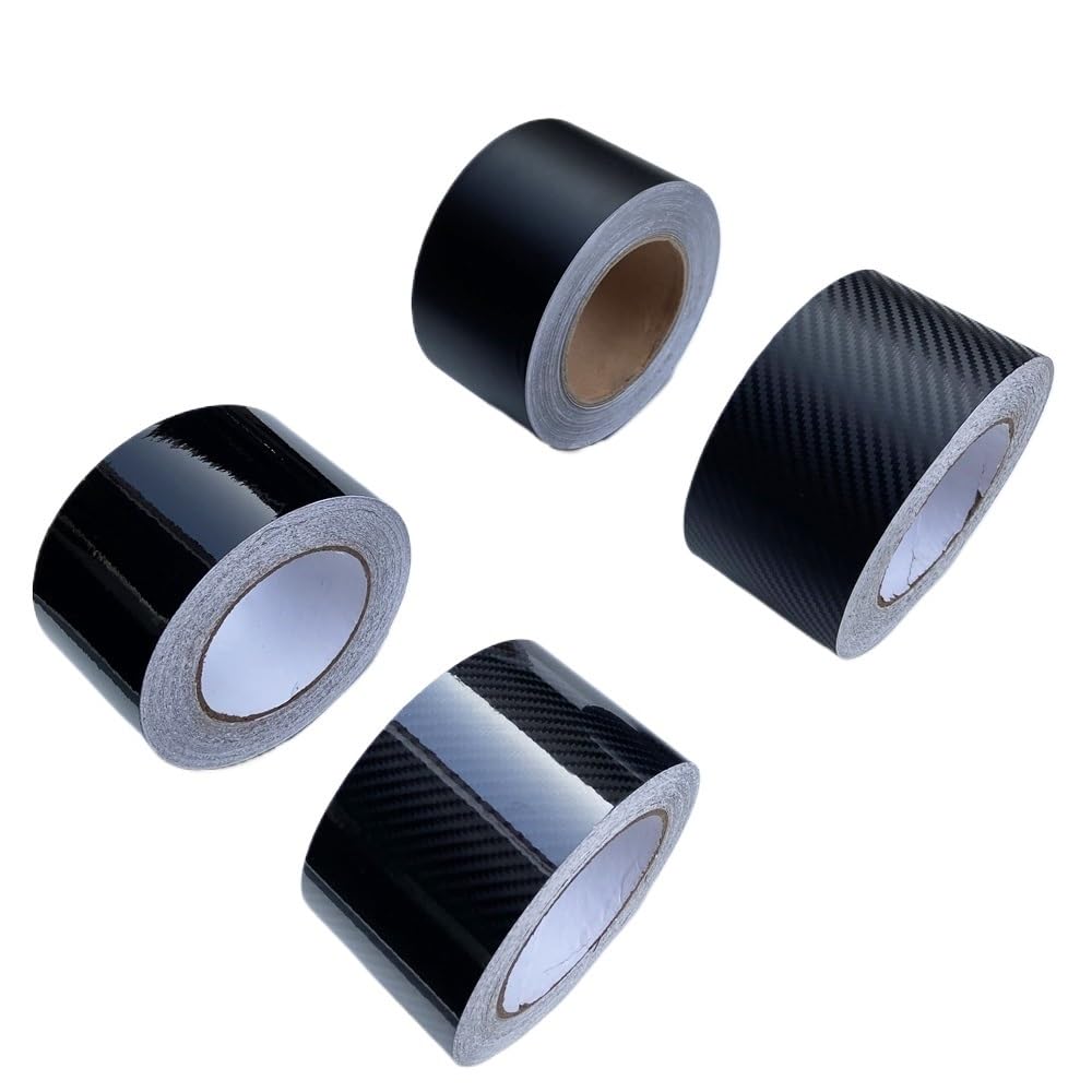 Pellicola Wrapping Auto 3/5/7/10CM Pellicola adesiva for auto in vinile lucido opaco con striscia da corsa in fibra di carbonio nera for cofano e tetto(Matte Black,10X500 CM)