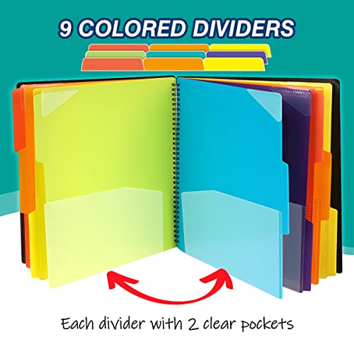H4D 18 Pocket Poly Project Organizer, Spiral Multi Pocket Folder Organizer With Pockets, Multi-Subject Folder Notebook, Letter Size #TOP3