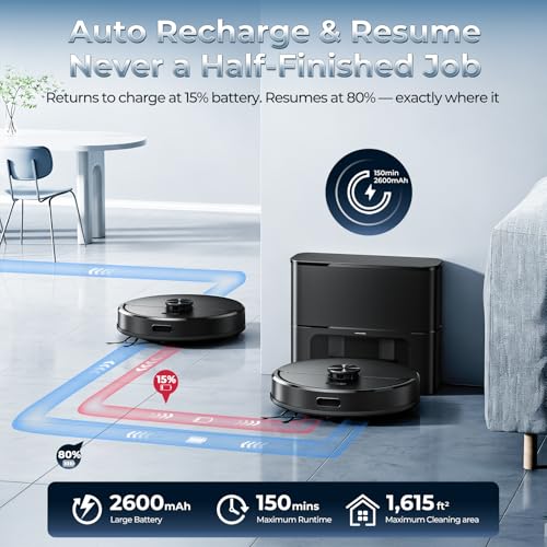 Image of Kilgone Robot Vacuum and Mop Combo with Self Emptying Station, 6000Pa Suction Anti Tangle Brush LiDAR Navigation Multi Floor Mapping, 90 Day Hands Free Smart Laser Robotic Cleaner for Pet Hair Carpet