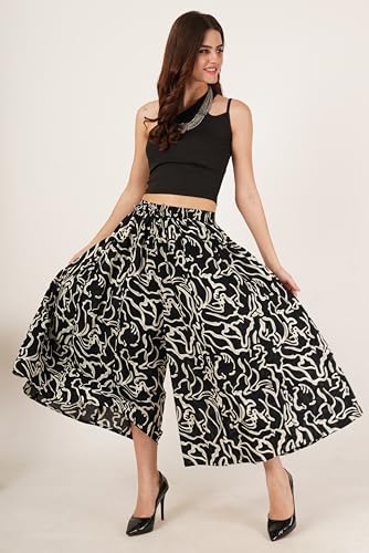 Image of COTLAND Fashions Jaipuri Cotton Printed Flared Palazzo Pants for Women