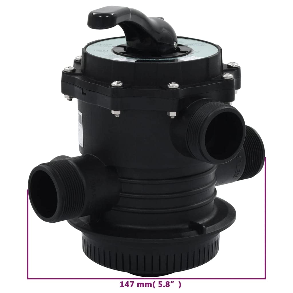 vidaXL Válvula de filtro de arena reutilizable de 1,5 pulgadas ABS 6 Vías con montaje alto válvula piscina 6 funciones