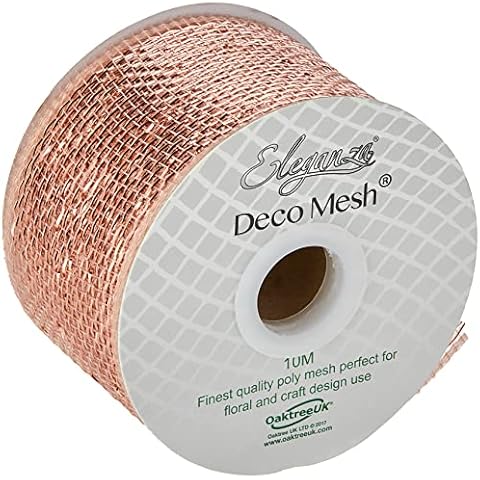 Eleganza Metallic Deco Mesh, Rose Gold, 63mm x 10m Cover