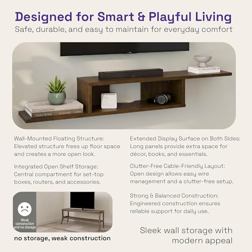 Image of Wakefit Flowen Engineered Wood TV Unit - Columbain Walnut
