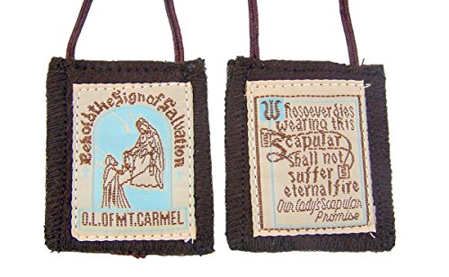 Brown Genuine Wool O.L. of Mt Carmel with Our Lady s Scapular Promise, 32 Inch