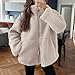 Generisch Teddyjacke Damen Winter Teddyfleece Jacke Doppelschieber Reißverschluss Winterjacke Thermal Teddy Wintermantel Einfarbig Revers Fleecejacke Flauschig Plüschjacke Outdoor Fleecemantel