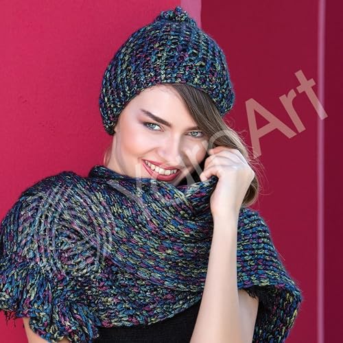 Image of YarnArt Melody Variegated Chainette - Metallic Sheen Fiber for Knitting, Crochet & Embroidery, 100g (3.5 oz) Skein, 230m (251 yd), Premium Blend of 70% Polyamide 21% Acrylic 9% Wool (901)