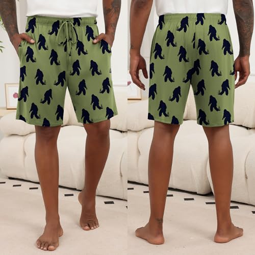 Image of Ekouaer Men's Pajama Shorts Soft Sleepwear Bottoms Elastic Waistband Loungewear Breathable Men Shorts with Pockets