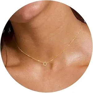 Initial Heart Necklaces for Women - Dainty Cute Necklace Small Layered 14K Gold Plated A-Z Letter CZ Pendant Trendy Satellite Chain Necklaces for Women Non Tarnish Gold Jewelry Set Gift